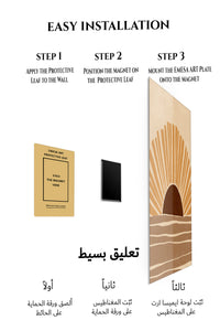 Magnetic mounting installation guide for Ochre Sunrise Waves metal wall art