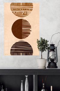 Earthy Geometric Vessel Trio metal wall art displayed in a modern interior
