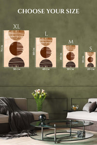 EMESA metal wall art size comparison guide for Earthy Geometric Vessel Trio