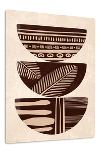 Earthy Patterned Bowl Trio premium metal wall art – front view