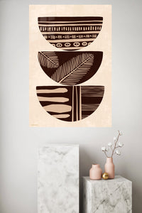 Earthy Patterned Bowl Trio metal wall art displayed in a modern interior
