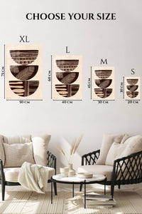 EMESA metal wall art size comparison guide for Earthy Patterned Bowl Trio