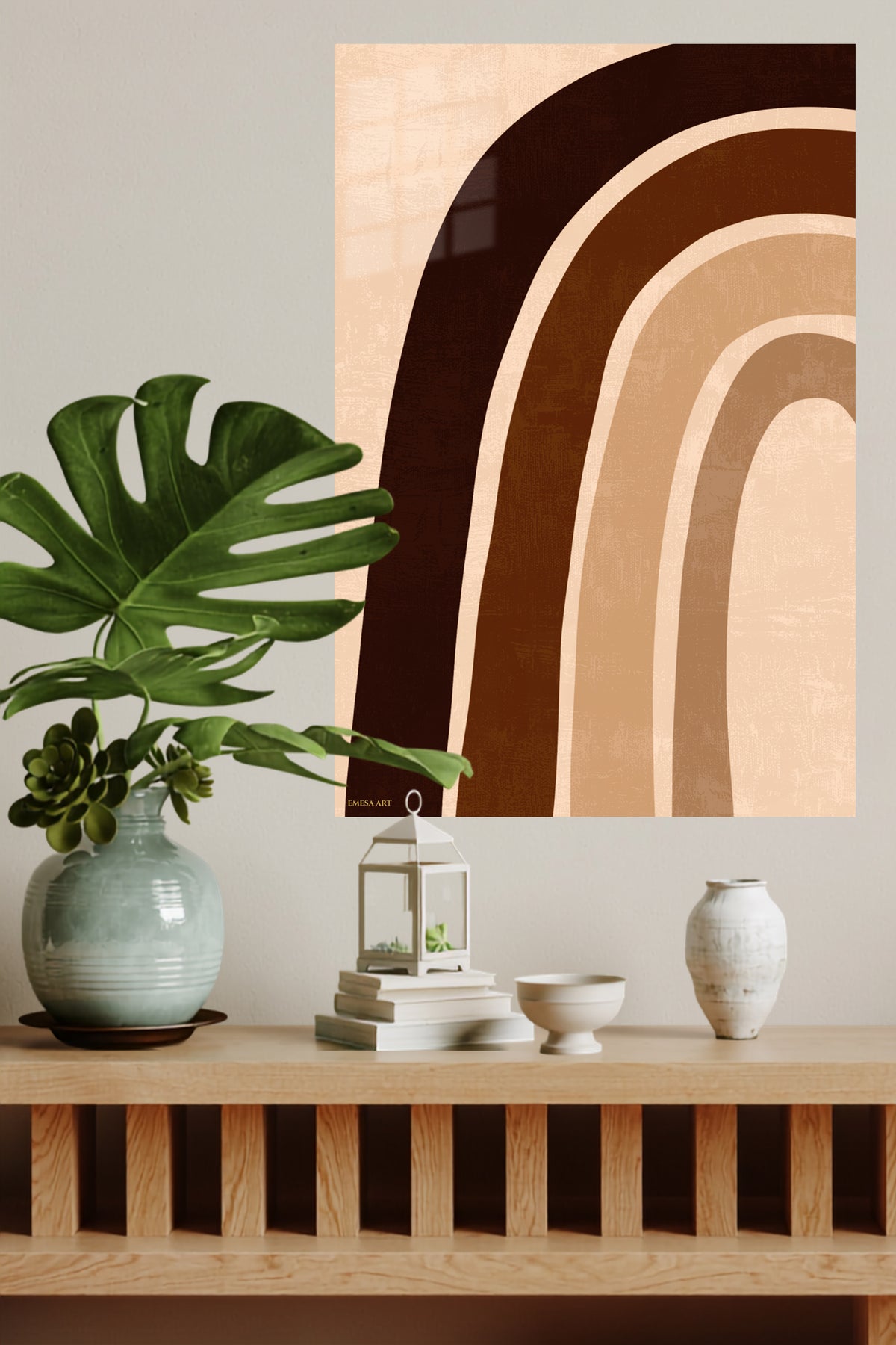 Earth Tone Archways metal wall art displayed in a modern interior
