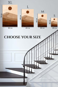EMESA metal wall art size comparison guide for Earth Tone Desert Sun