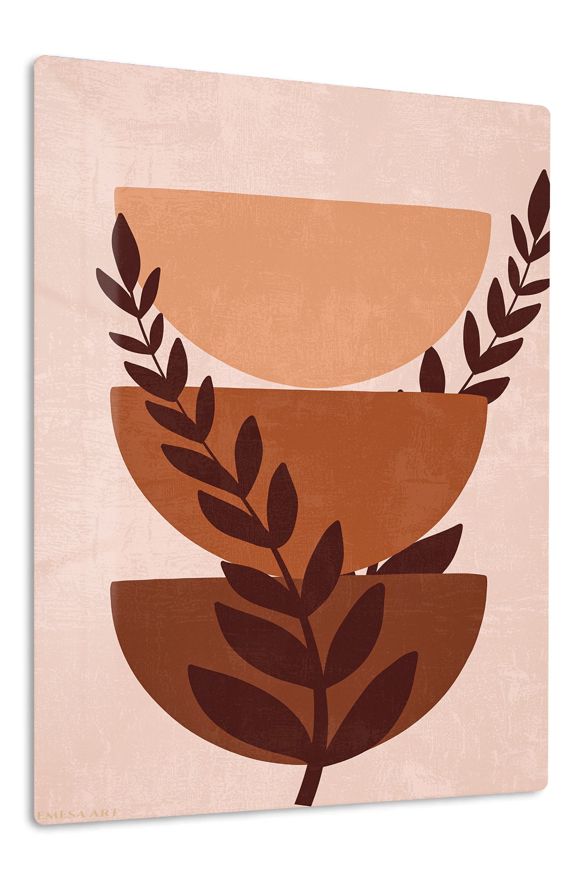 Terracotta Botanical Balance premium metal wall art – front view