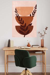Terracotta Botanical Balance metal wall art displayed in a contemporary living space