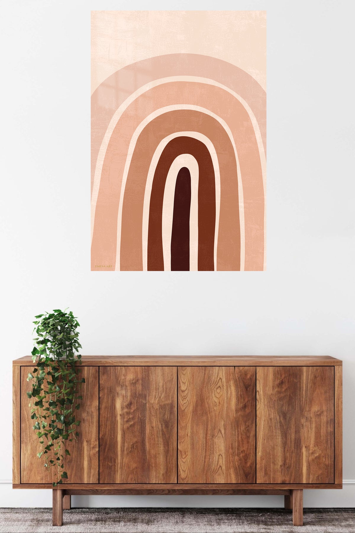 Terracotta Archway metal wall art displayed in a contemporary living space