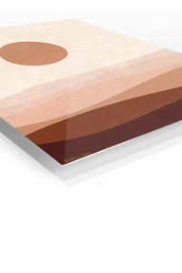 Terracotta Sun Over Layered Dunes premium metal wall art – angled view