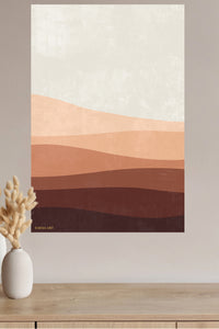 Earthy Layered Dunes metal wall art displayed in a modern interior