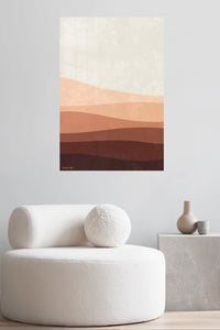 Earthy Layered Dunes metal wall art displayed in a contemporary living space