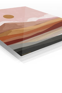 Desert Sun Layered Landscape premium metal wall art – angled view