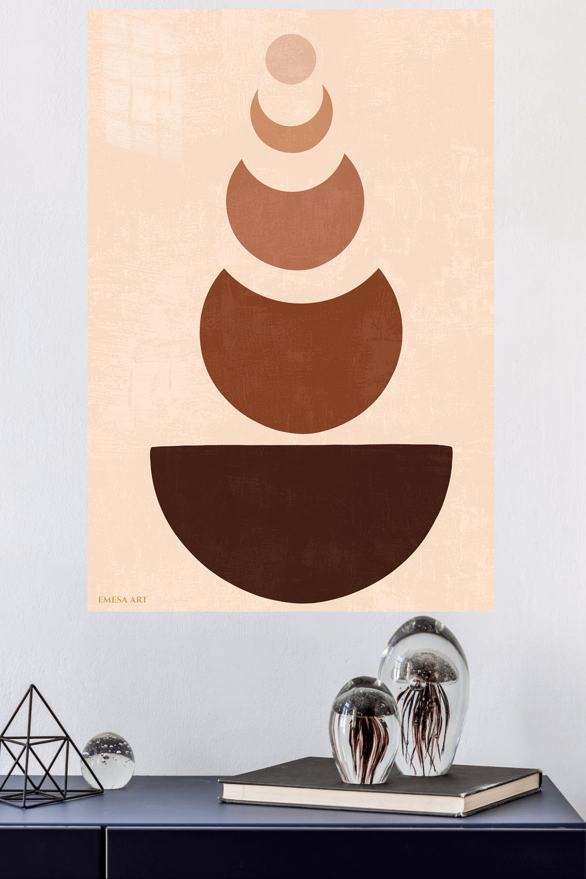 Earth Tone Balance metal wall art displayed in a modern interior