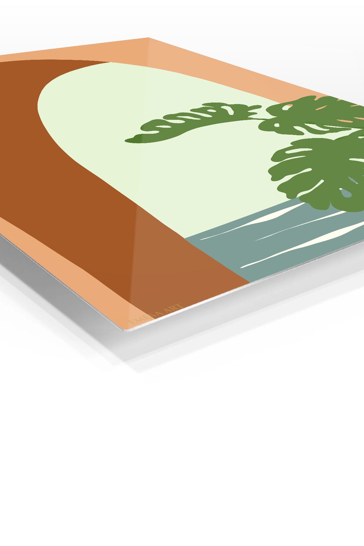 Monstera Arch Retreat premium metal wall art – angled view
