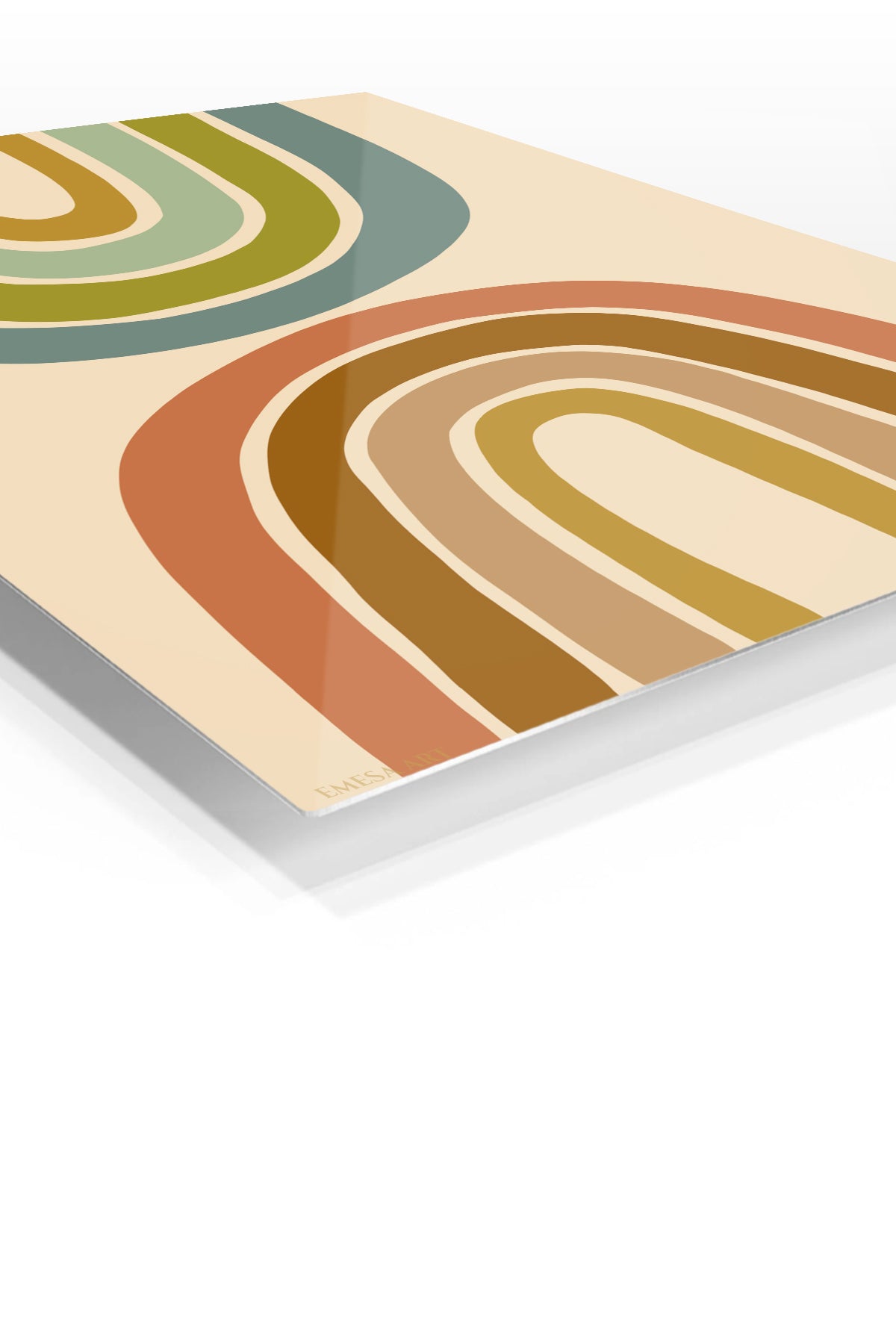 Earth Tone Archways premium metal wall art – angled view