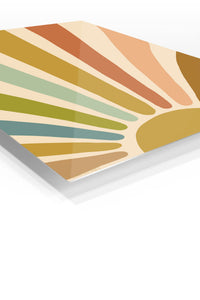 Earthtone Rising Sun premium metal wall art – angled view