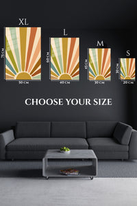 EMESA metal wall art size comparison guide for Earthtone Rising Sun