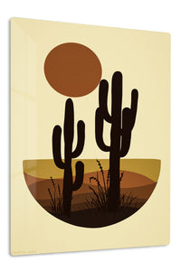 Desert Cactus Sunset premium metal wall art – front view