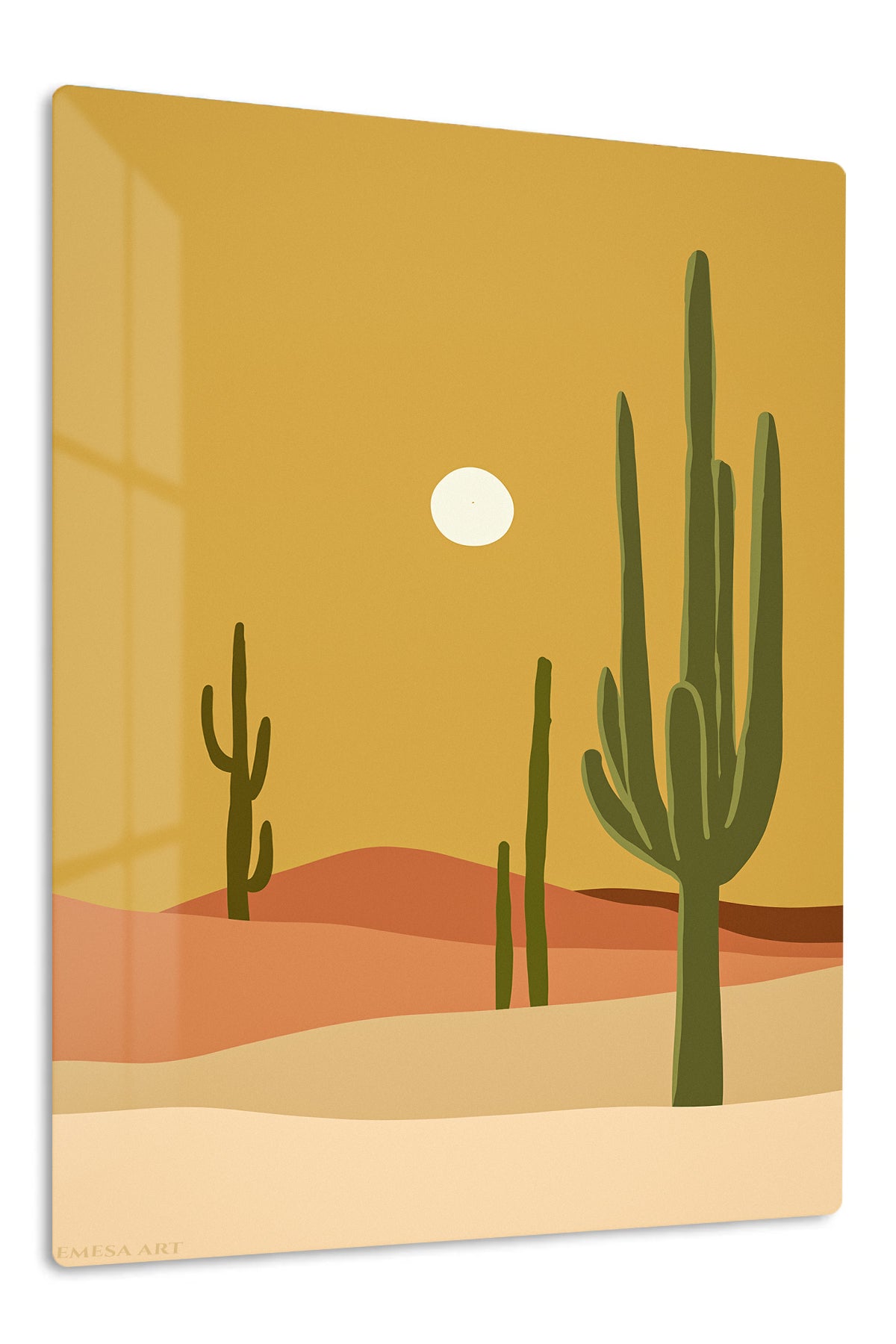 Desert Cacti and Sun premium metal wall art – front view