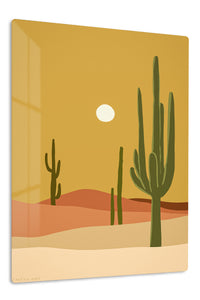 Desert Cacti and Sun premium metal wall art – front view