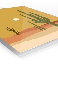Desert Cacti and Sun premium metal wall art – angled view