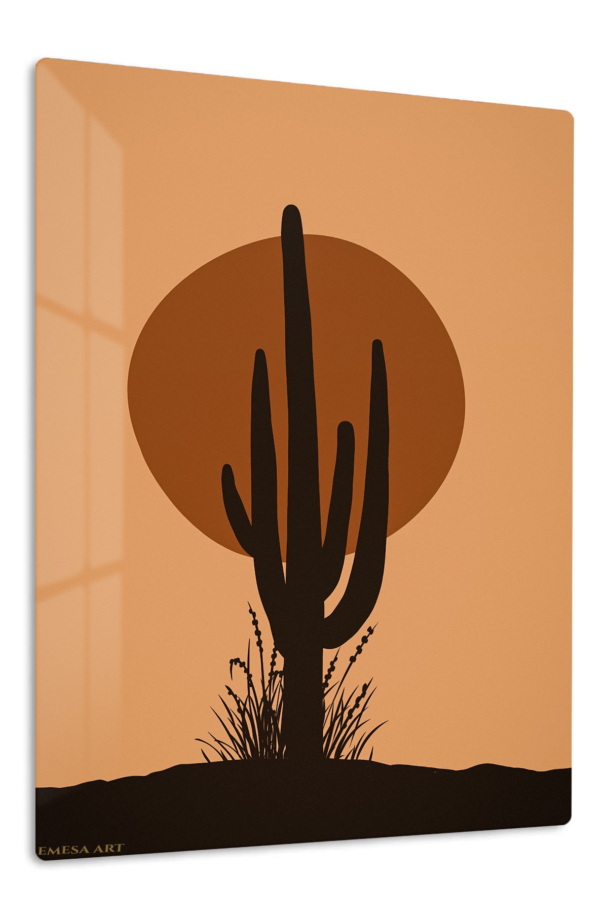 Desert Cactus Sunset premium metal wall art – front view