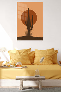 Desert Cactus Sunset metal wall art displayed in a contemporary living space