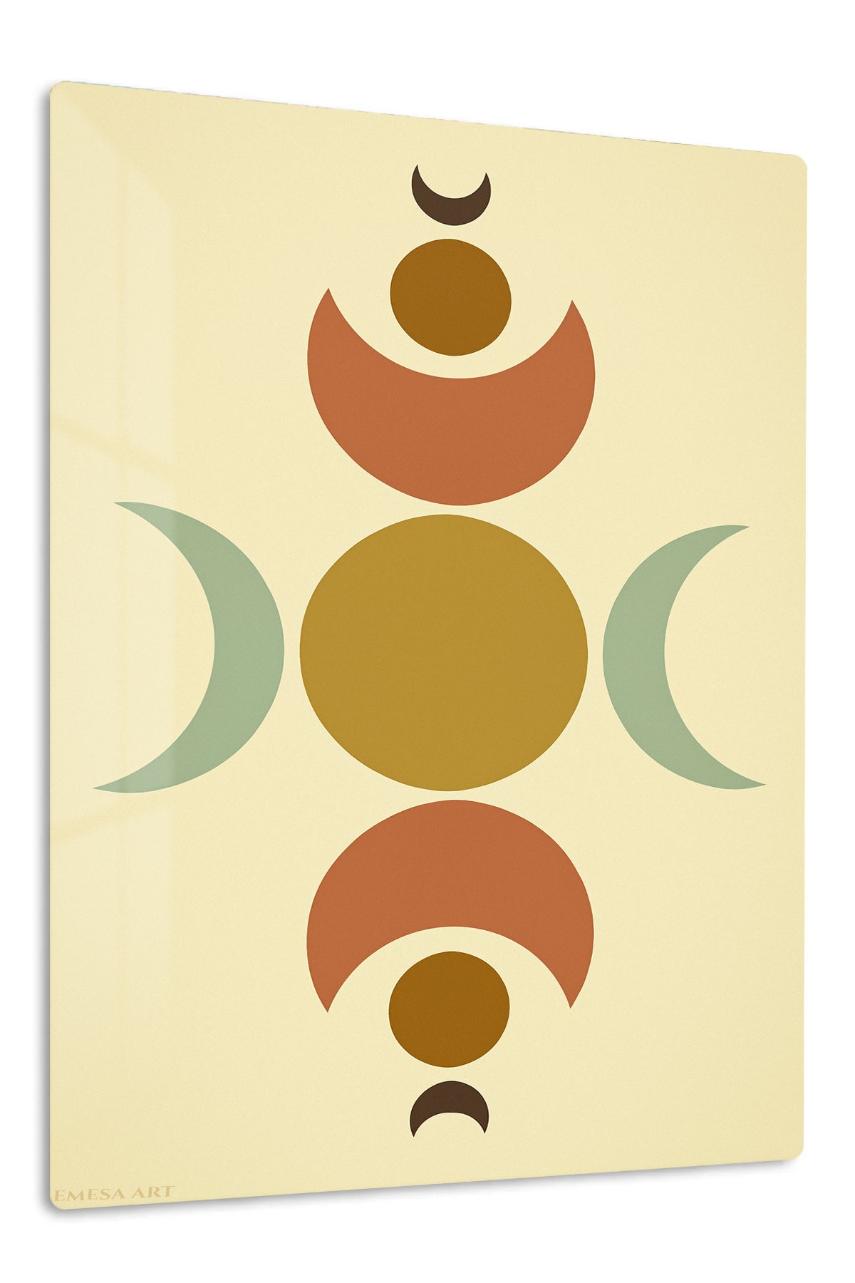 Earth Tone Lunar Balance premium metal wall art – front view