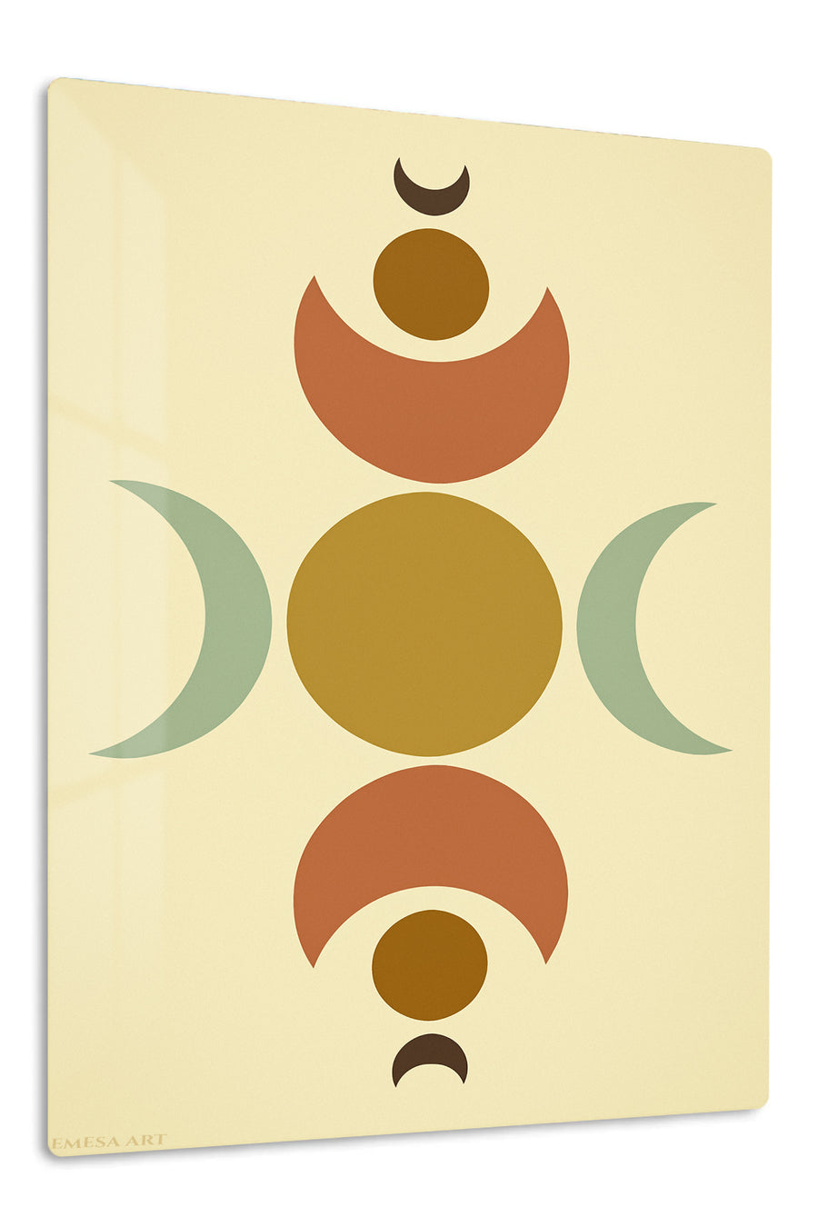 Earth Tone Lunar Balance premium metal wall art – front view