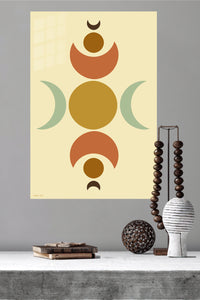 Earth Tone Lunar Balance metal wall art displayed in a modern interior