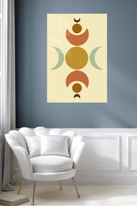 Earth Tone Lunar Balance metal wall art displayed in a contemporary living space