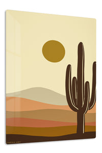 Desert Cactus at Golden Sun premium metal wall art – front view