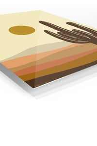 Desert Cactus at Golden Sun premium metal wall art – angled view