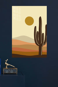 Desert Cactus at Golden Sun metal wall art displayed in a modern interior
