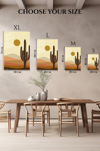 EMESA metal wall art size comparison guide for Desert Cactus at Golden Sun