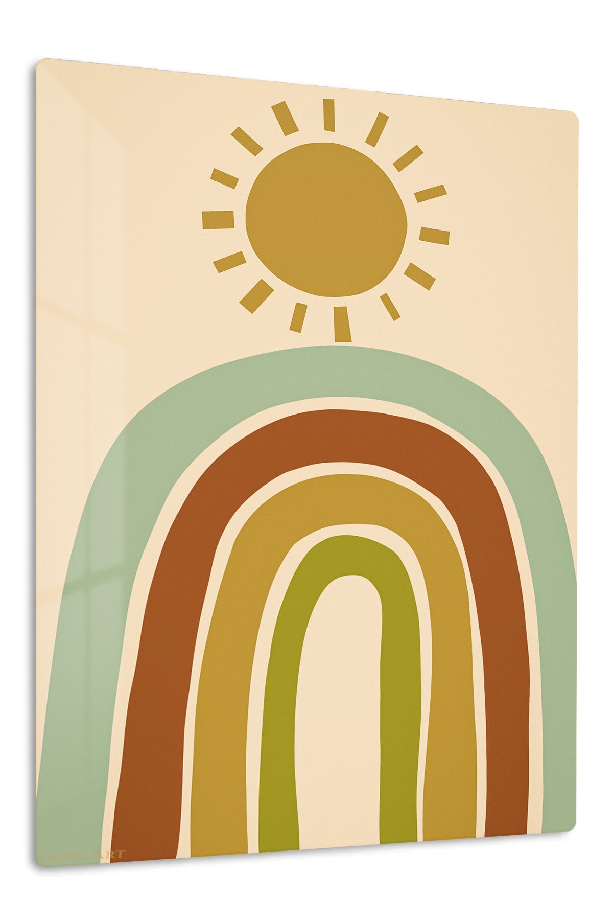 Earth Tone Rainbow Sunrise premium metal wall art – front view