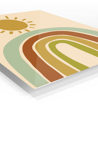 Earth Tone Rainbow Sunrise premium metal wall art – angled view