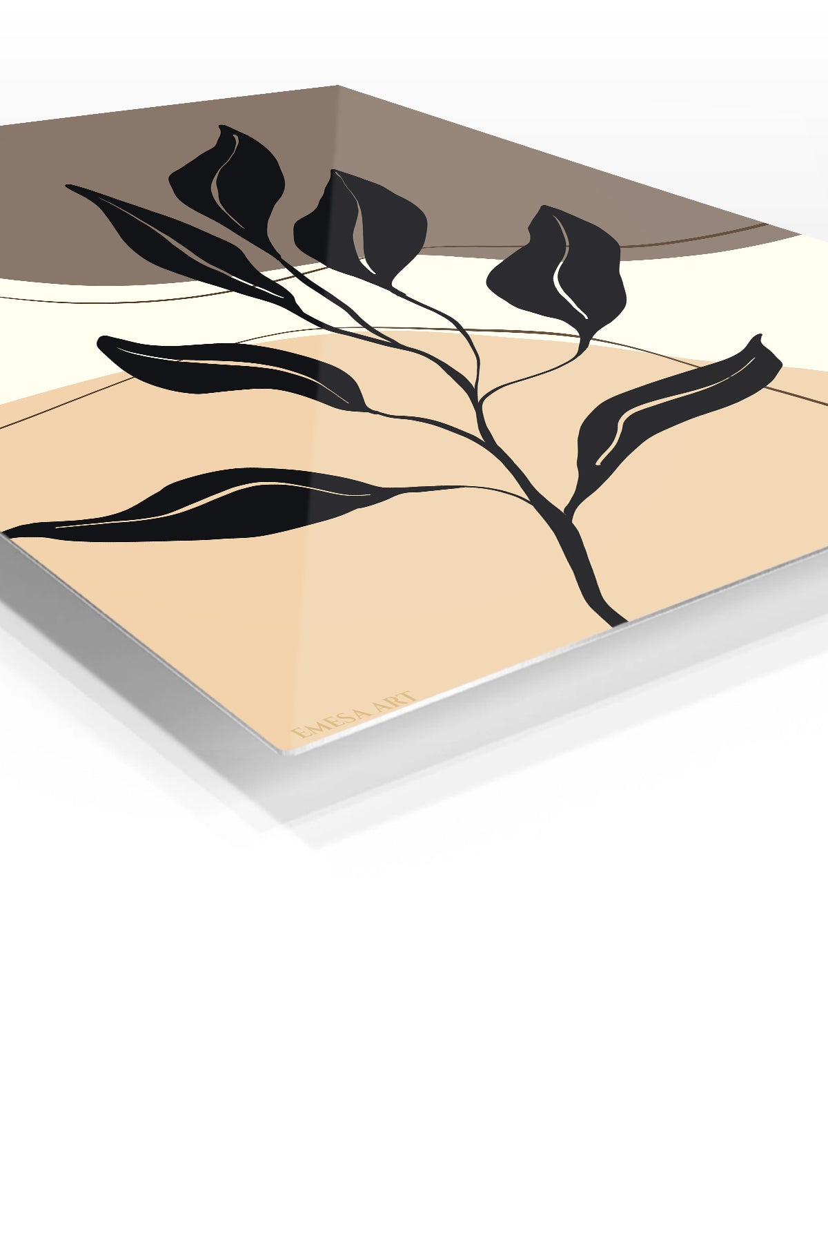 Midnight Botanical Silhouette premium metal wall art – angled view