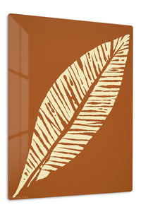 Cream Palm Frond Silhouette premium metal wall art – front view