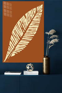 Cream Palm Frond Silhouette metal wall art displayed in a modern interior