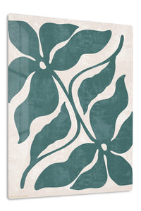 Teal Tropical Leaf Silhouette premium metal wall art – front view