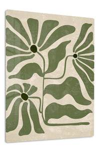 Olive Abstract Botanical Blooms premium metal wall art – front view