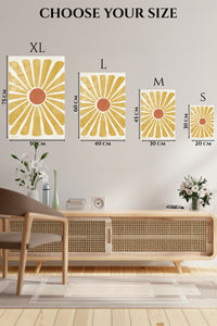 EMESA metal wall art size comparison guide for Golden Boho Sunburst