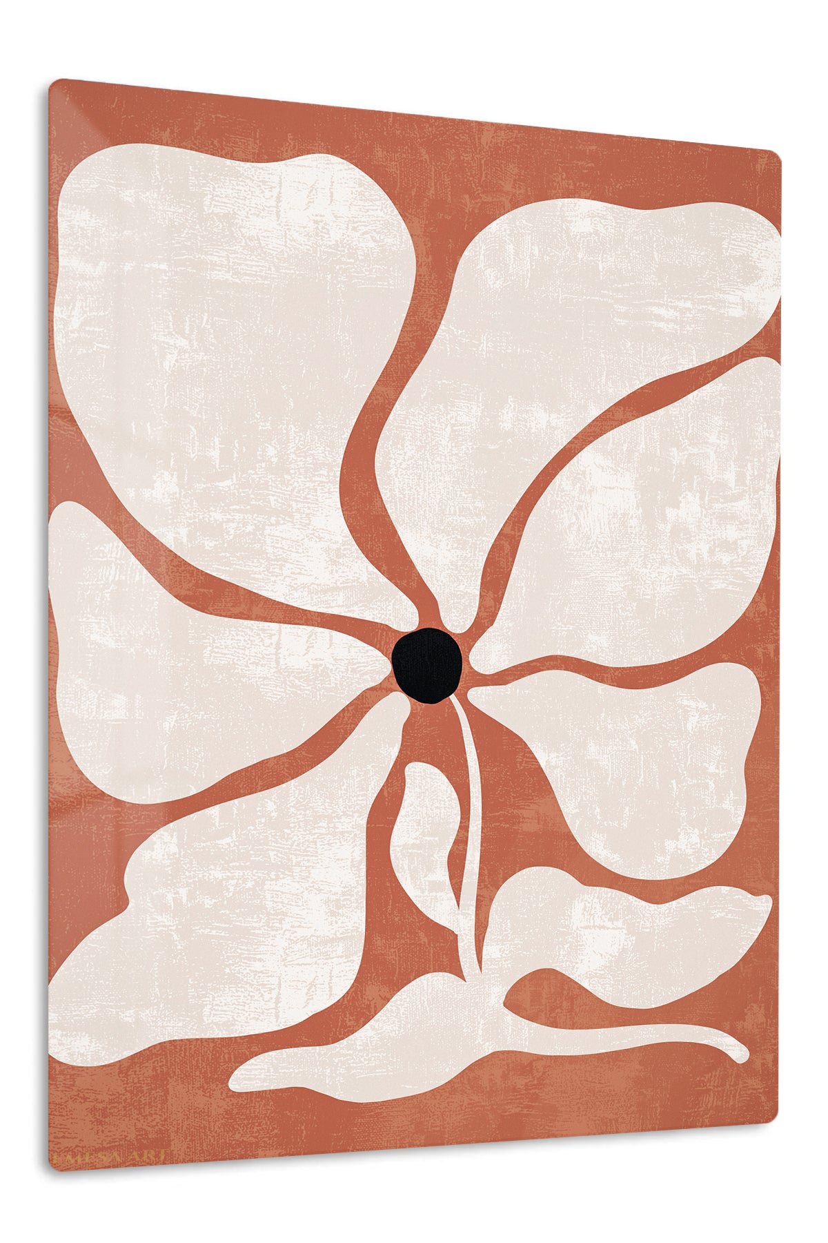 Terracotta Abstract Bloom premium metal wall art – front view