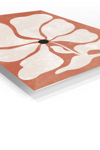 Terracotta Abstract Bloom premium metal wall art – angled view