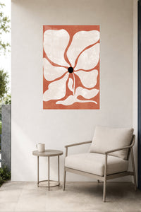 Terracotta Abstract Bloom metal wall art displayed in a contemporary living space