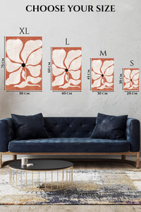 EMESA metal wall art size comparison guide for Terracotta Abstract Bloom