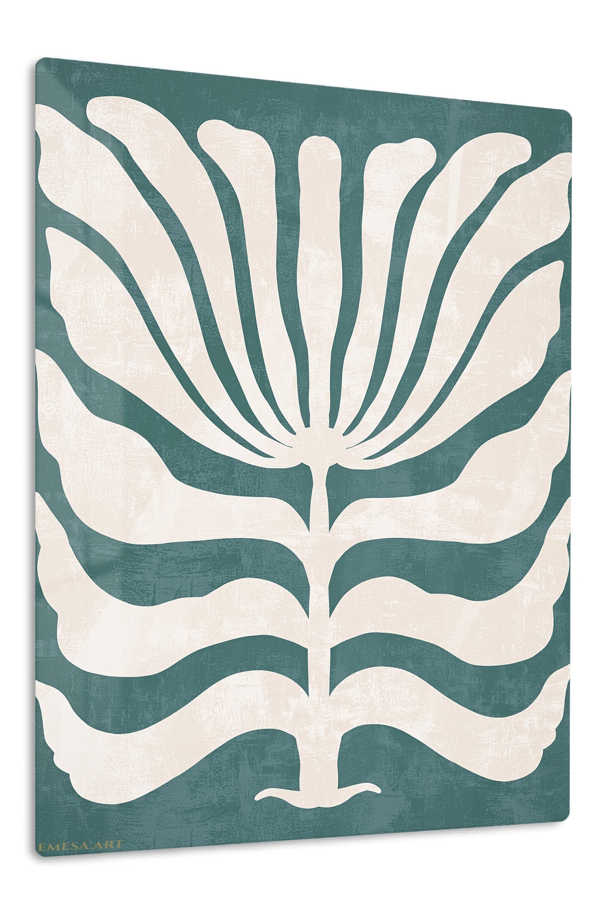 Teal Botanical Silhouette premium metal wall art – front view
