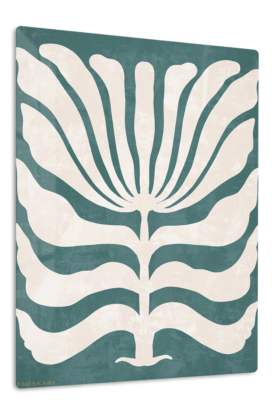 Teal Botanical Silhouette premium metal wall art – front view