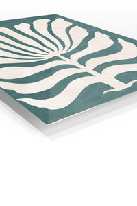 Teal Botanical Silhouette premium metal wall art – angled view