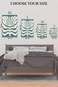 EMESA metal wall art size comparison guide for Teal Botanical Silhouette